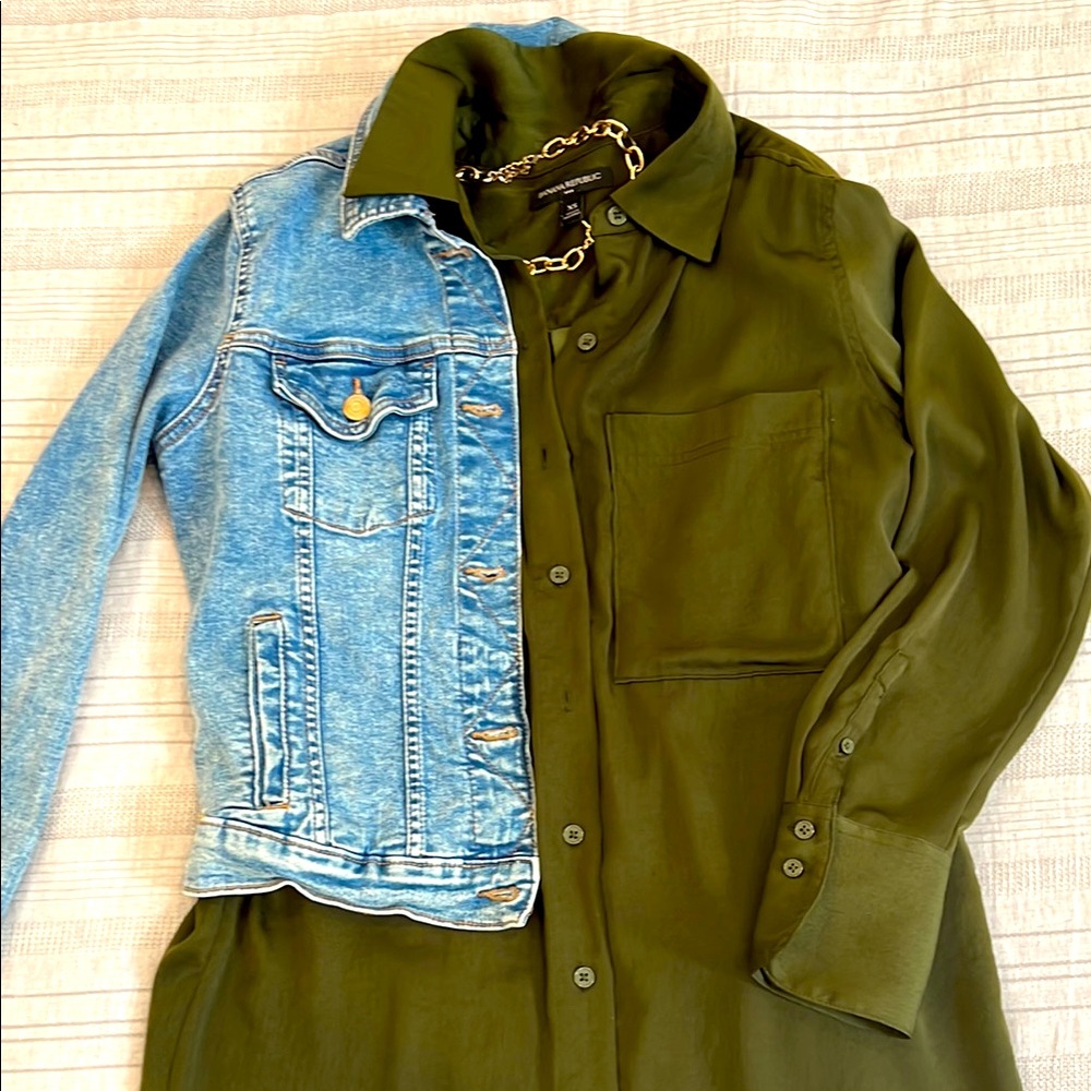 BR Silky Maxi Shirtdress in Waimea Olive